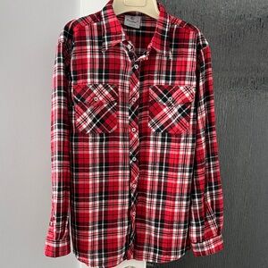 entro Red Black White Plaid Button-Down Shirt